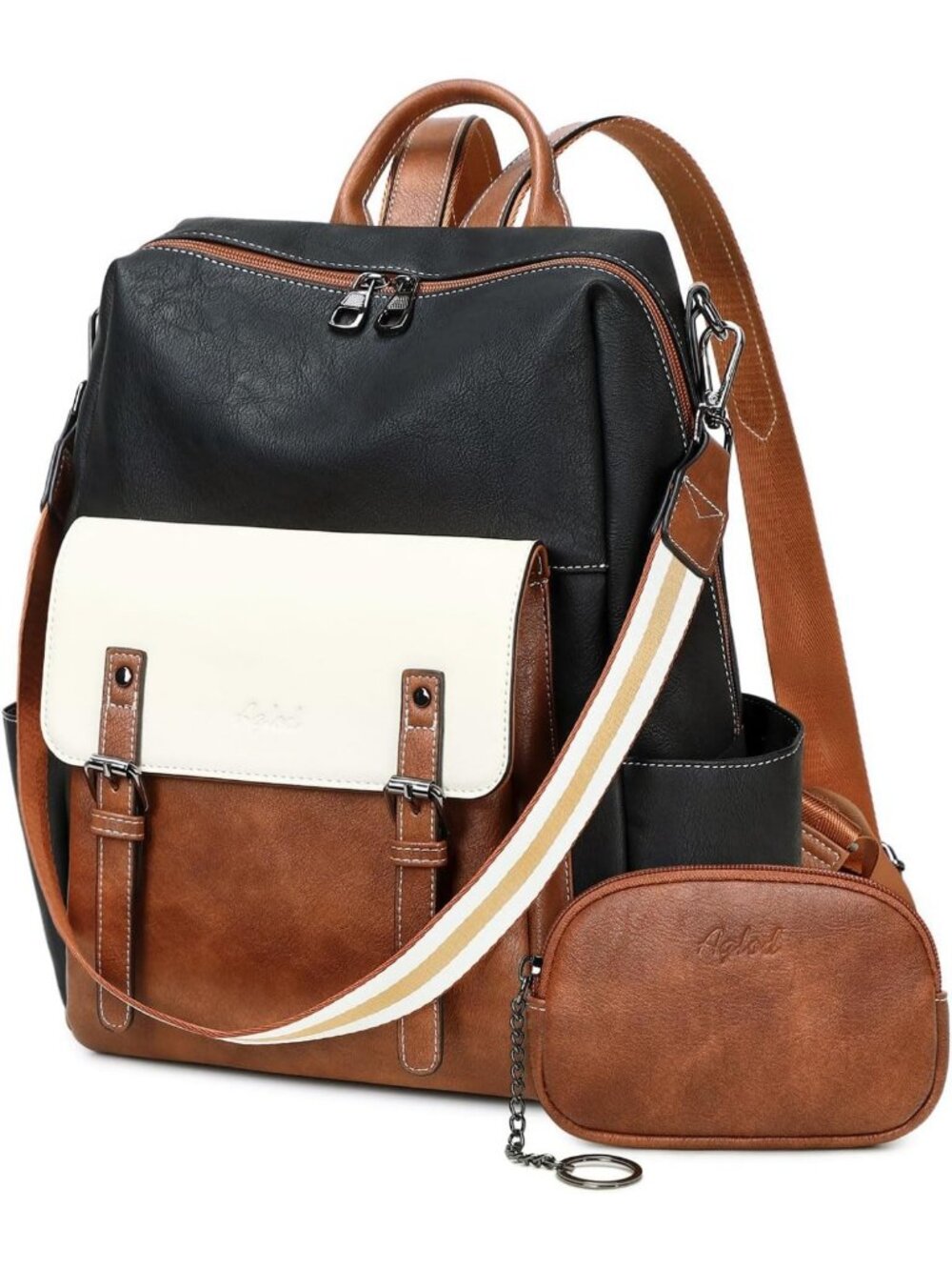 Stylish PU Leather Backpack Purse for Women - Fashionable Shoulder Bag for Work